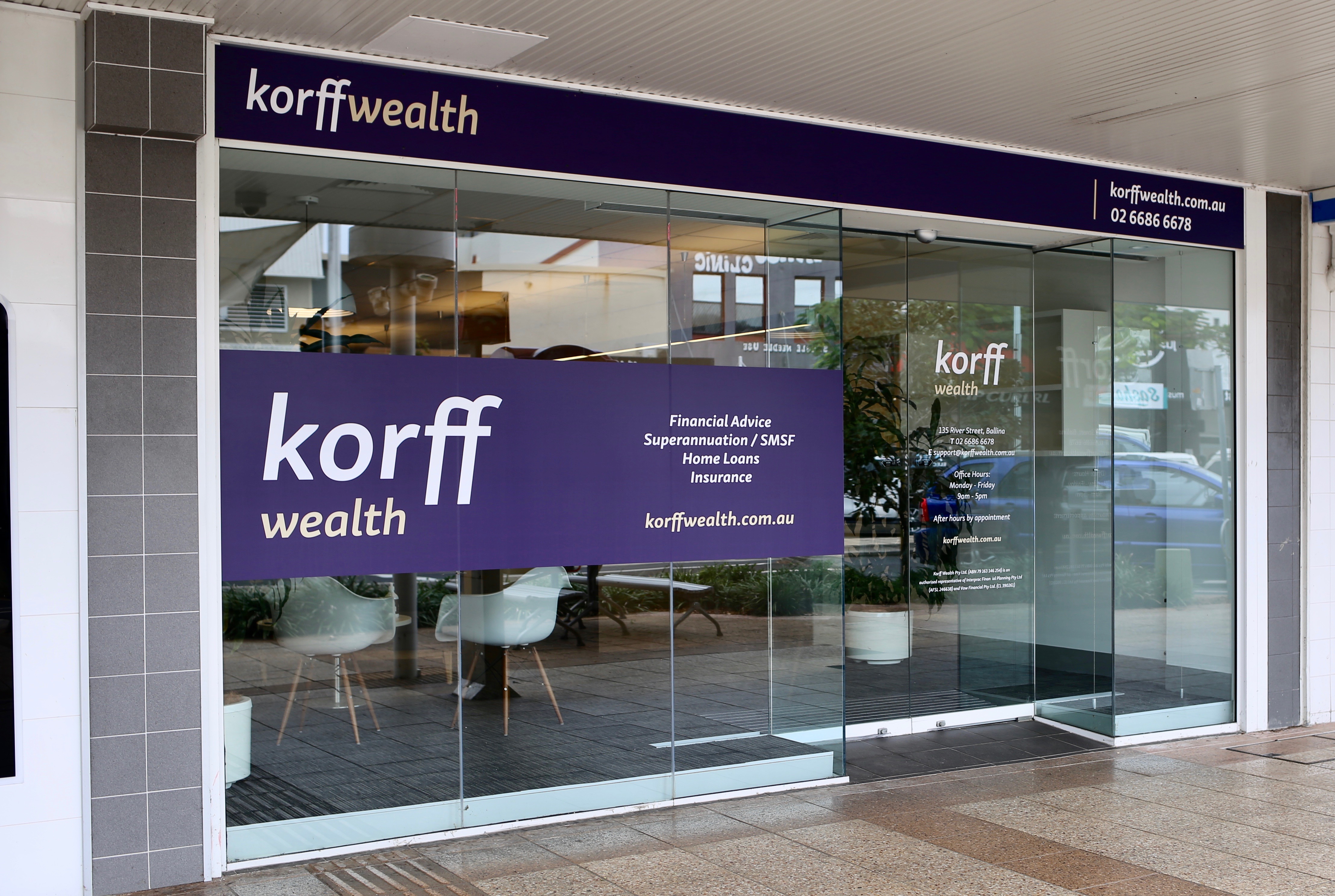 Korff Wealth signage for Rebrand