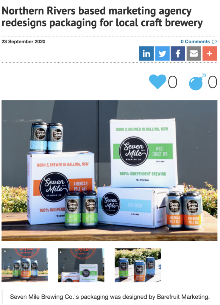 AdNews features Barefruit's packaging design for Seven Mile Brewing
