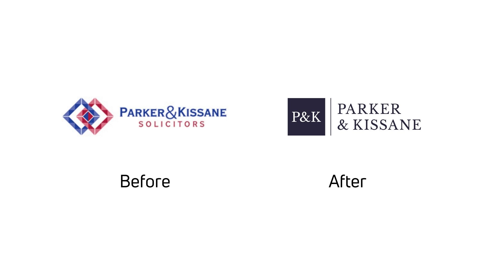 Parker & Kissane Logo before and after