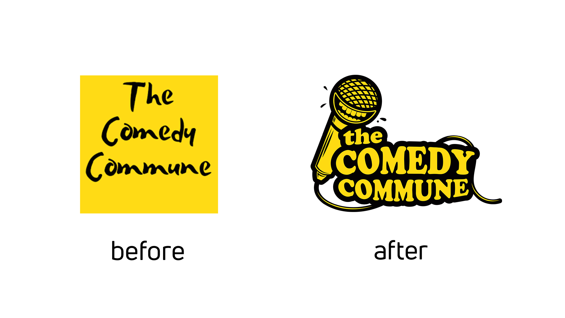 Comedy Commune - before & after logo